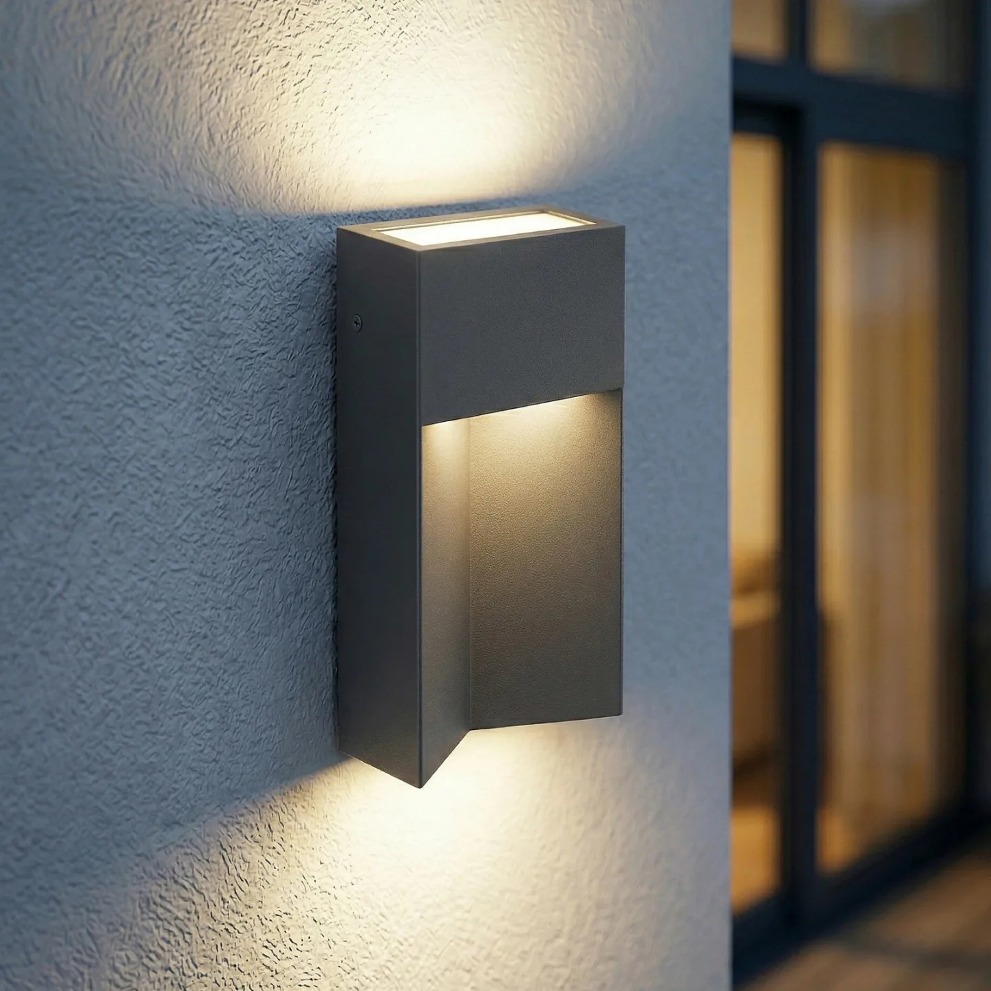 Kaholo utendørs LED-vegglampe, CCT, svart, kantet – Lucande - Moderne - Aluminium