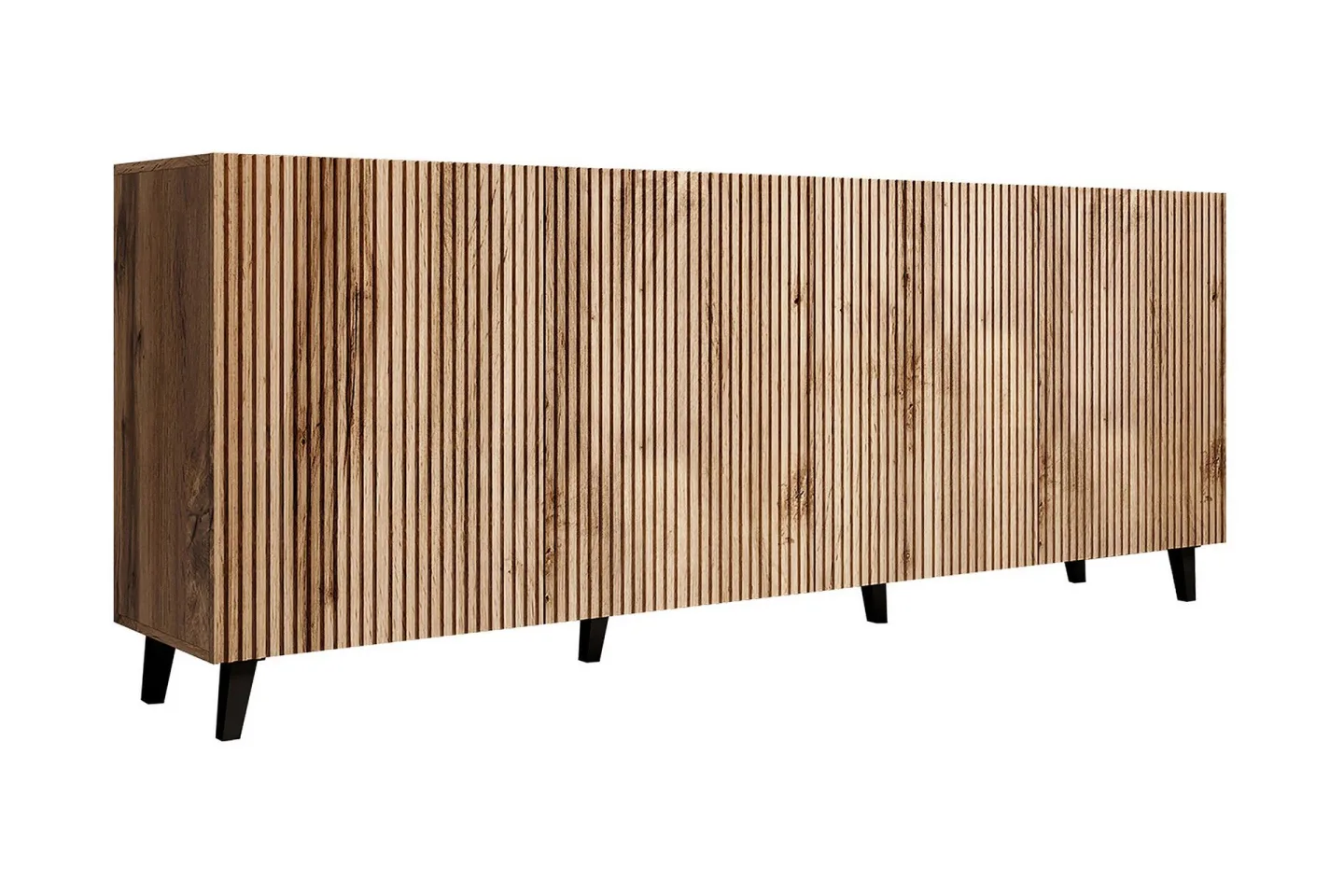 Juniskär Skänk med Förvaring trä 40x82x200 cm - Svart / Ek / Ribbad
