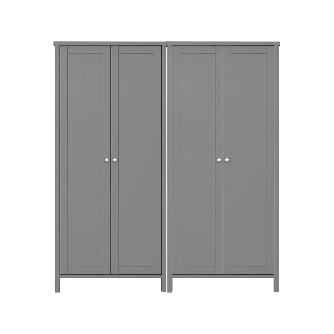 Tromsø Kleiderschrank 4 Türen grau.