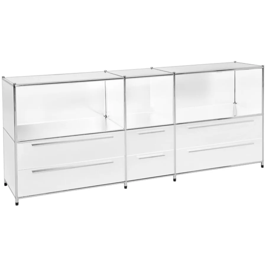 Sideboard Cubo Weiss, Silber Metall B 191 H 80 cm - Möbel Konfigurator: Traummöbel individuell zusammenstellen
