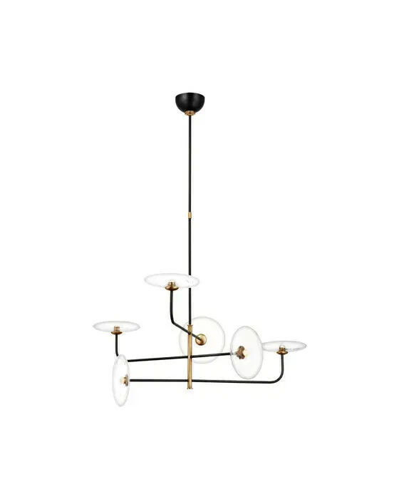Calvino Arched Chandelier Black and Antique Brass Large
