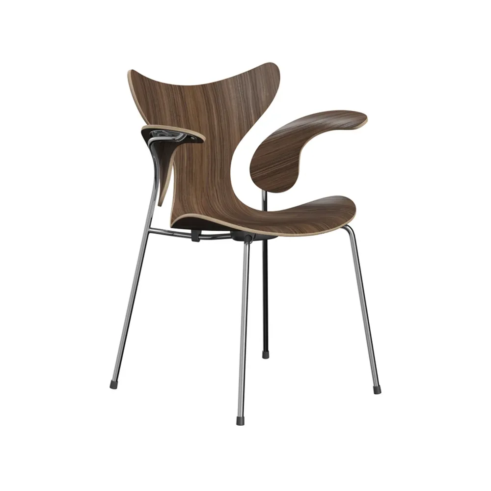 Fritz Hansen Liljan 3208 karmstol Lacquered walnut-chrome