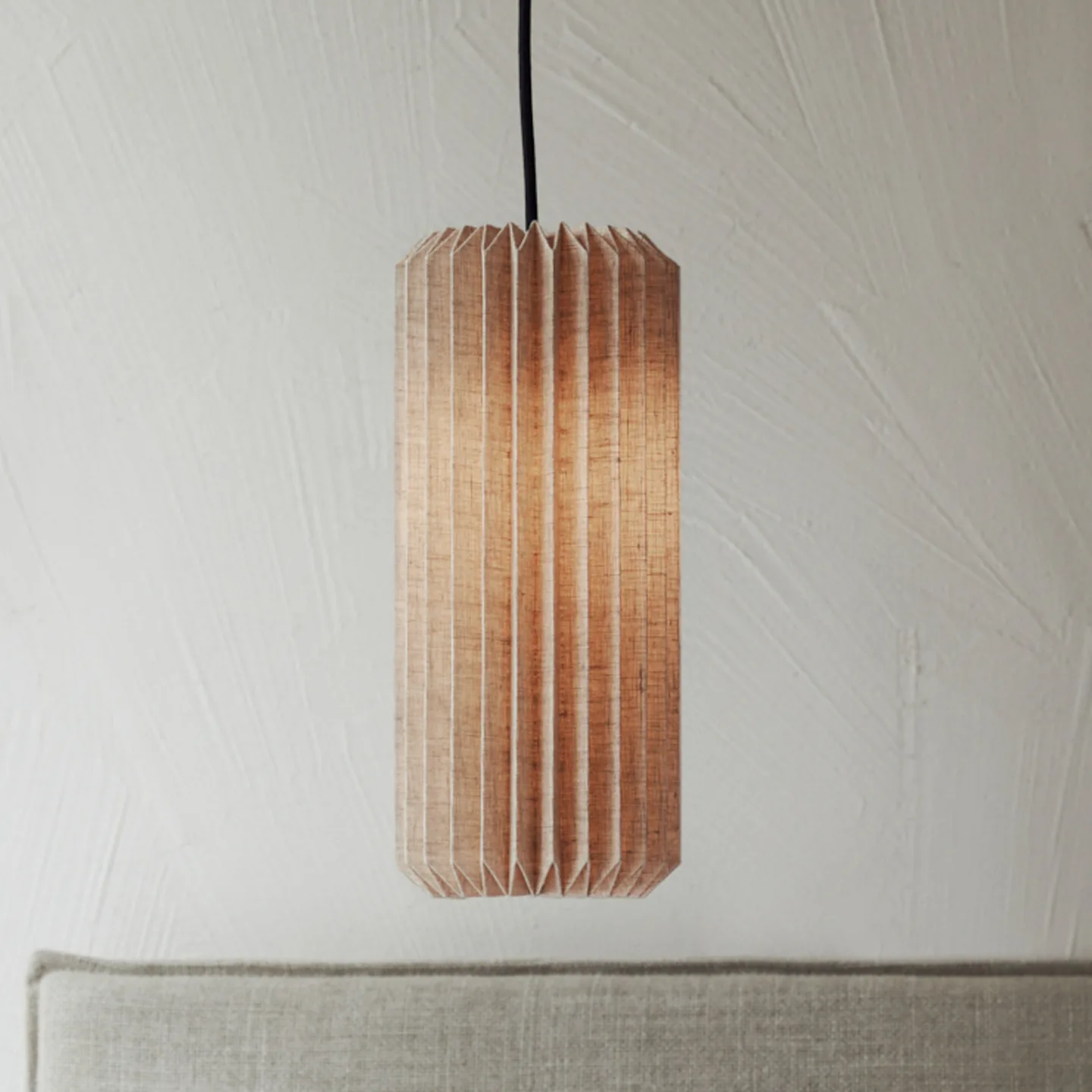 Alba hengelampe, Ø 15 cm, natur, lin - Watt & Veke - Soverom - Design - Stoff / Tekstil - Sylinder