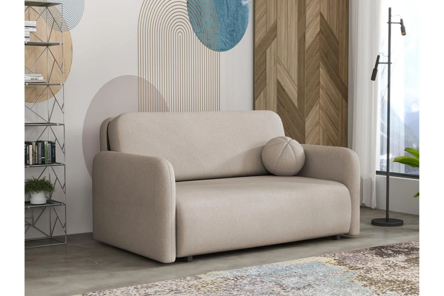 Ajmeri Bäddsoffa 3-sits i Plysch - Beige