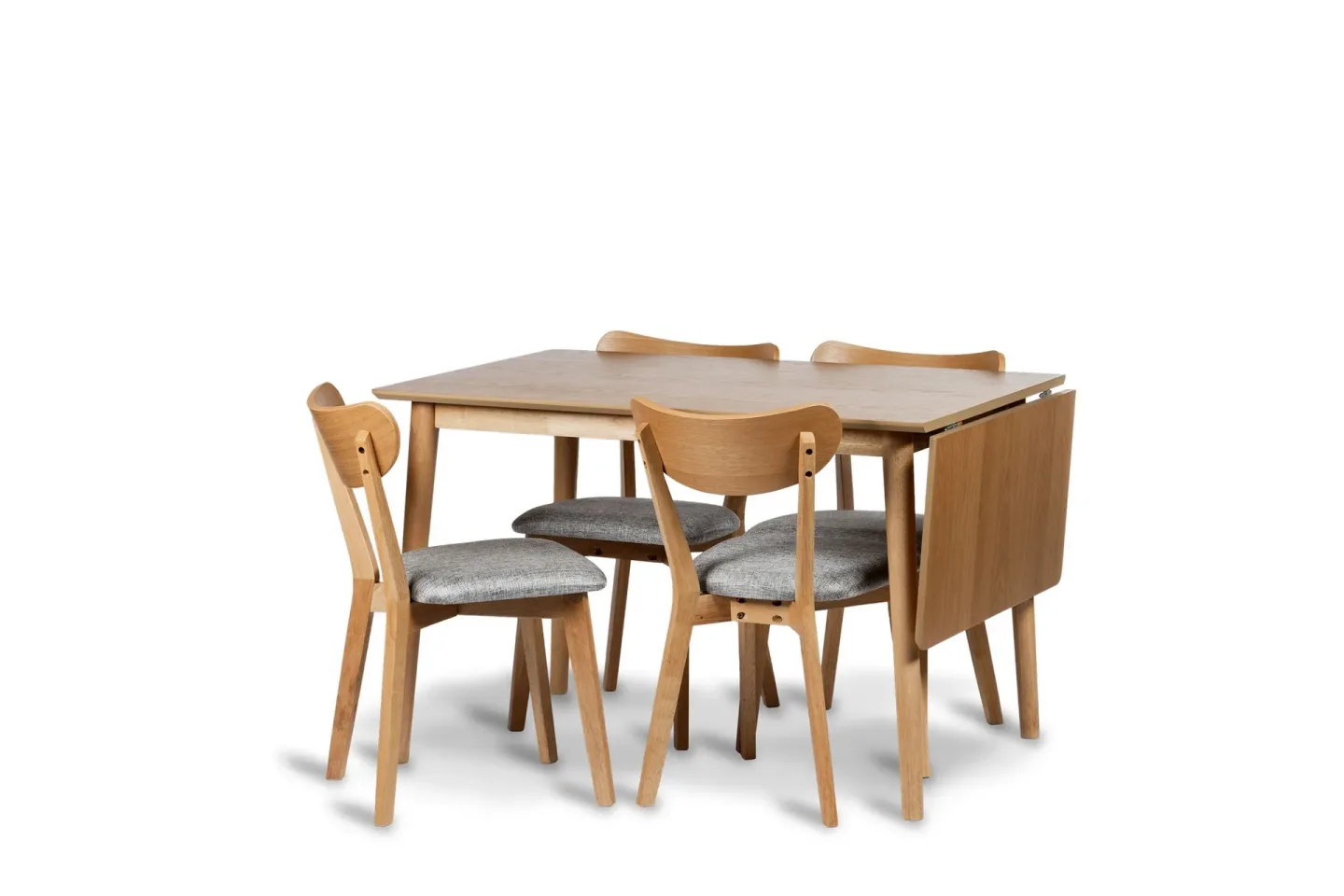 Åland Förlängningsbar Matgrupp 120-160 cm med 4 Åland Stolar - Brun/Natur