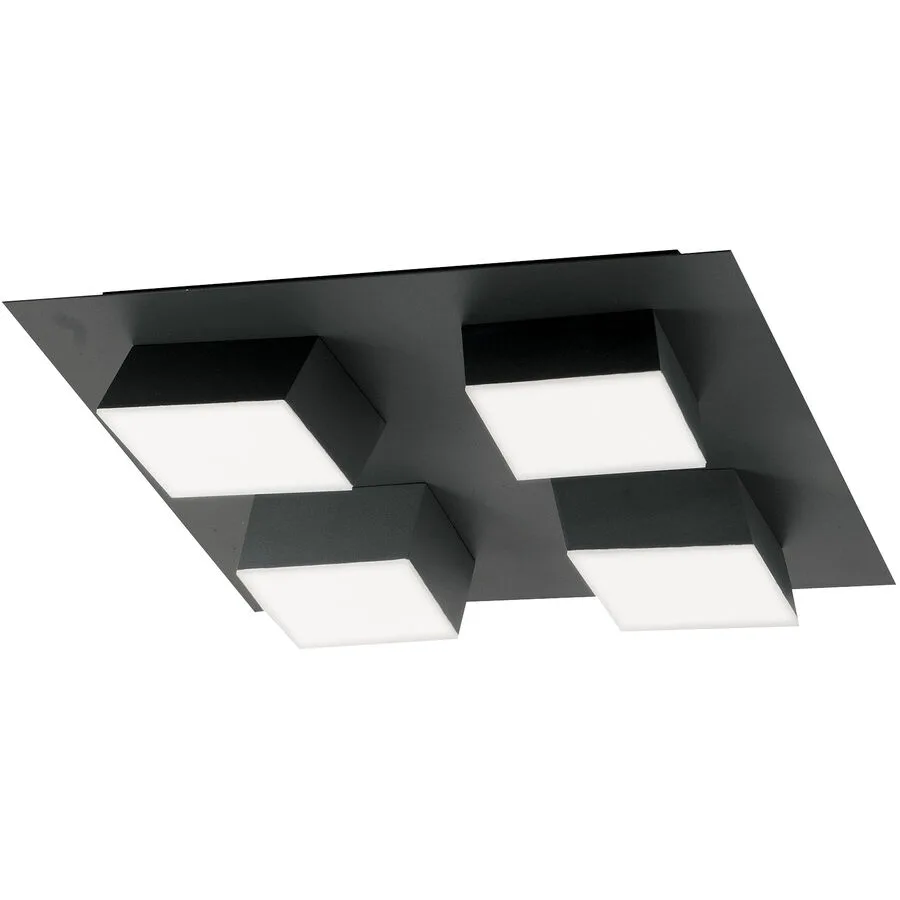 Deckenlampe Moru Grau 35 cm 7 cm - Farbe: anthrazit - Material: Metall/Methacrylat - LED - Lichtfarbe: Warmweiss - LED Energiesparlampen