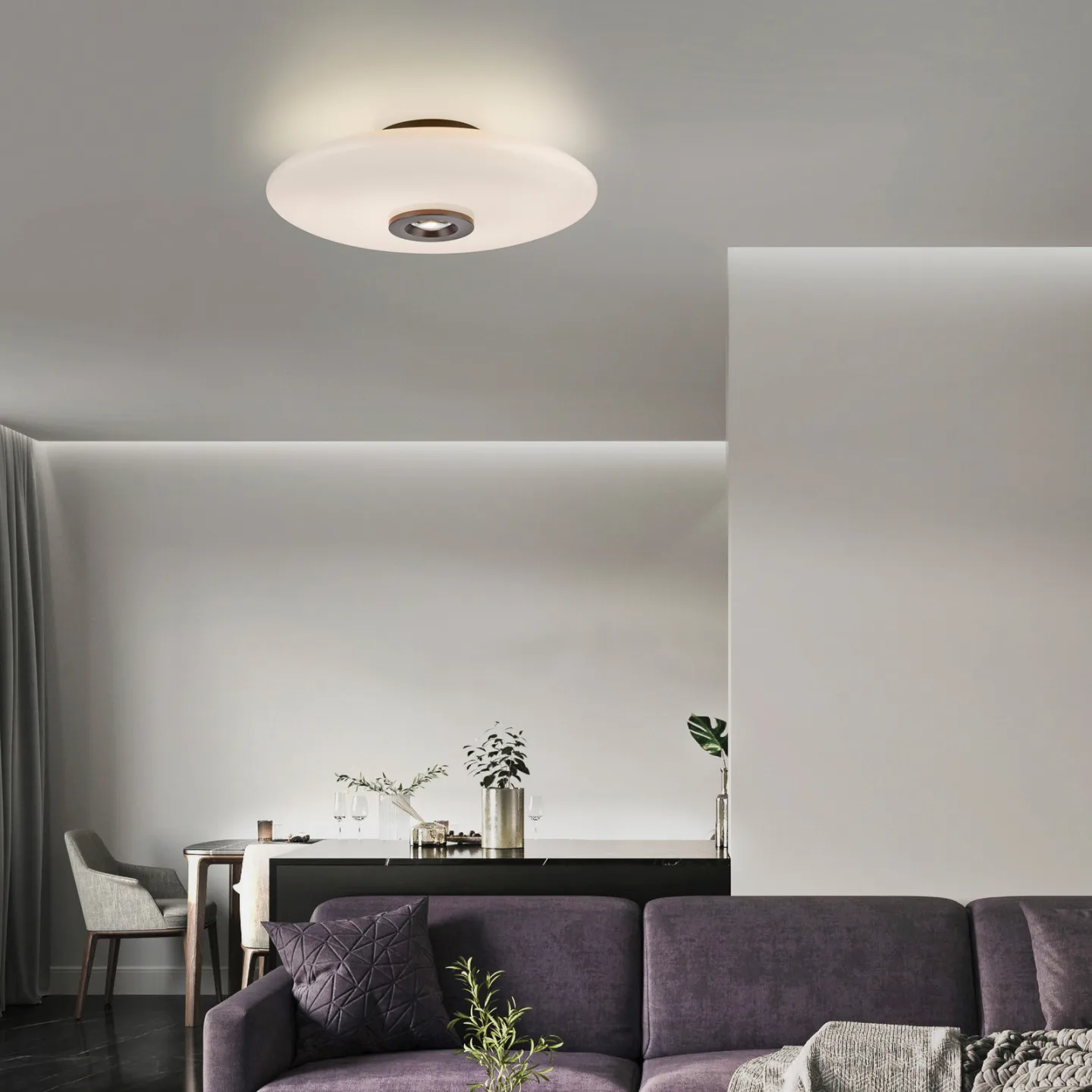 Vitrum LED-Deckenlampe, braun/opal, Glas/Alu, Ø 45cm - PURE - Wohnzimmer - Modern - Mit Schirm