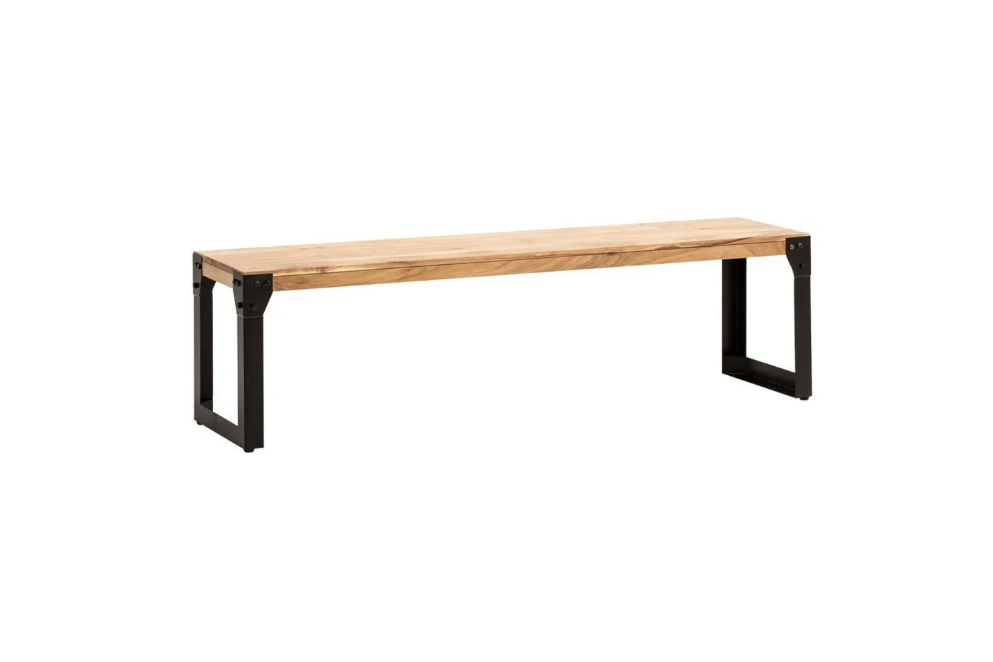 Matbänk Wohnling massivt trä industriell stil med metallben 120 cm - 120 cm
