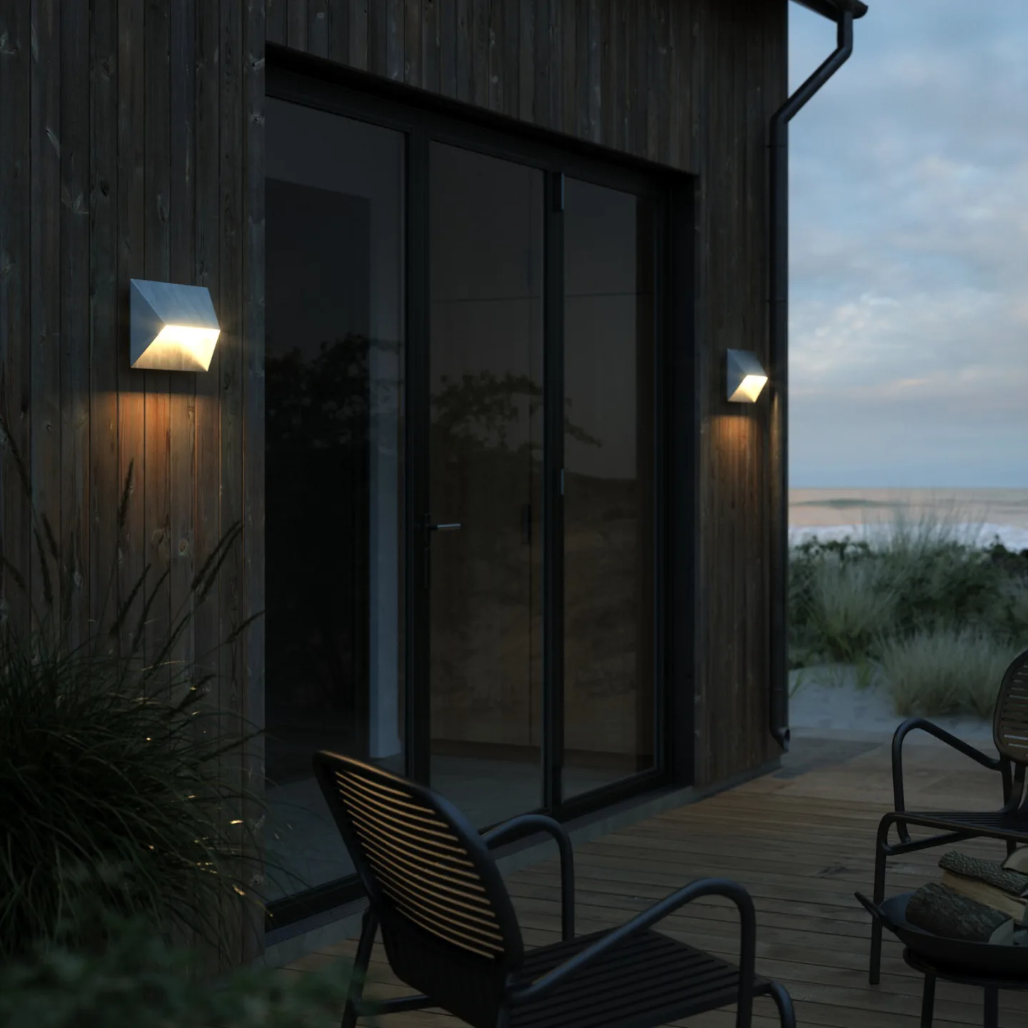 Pontio 27 Udendørs Væglampe Galvanized Steel - Nordlux - Moderne - Metal - Kantet