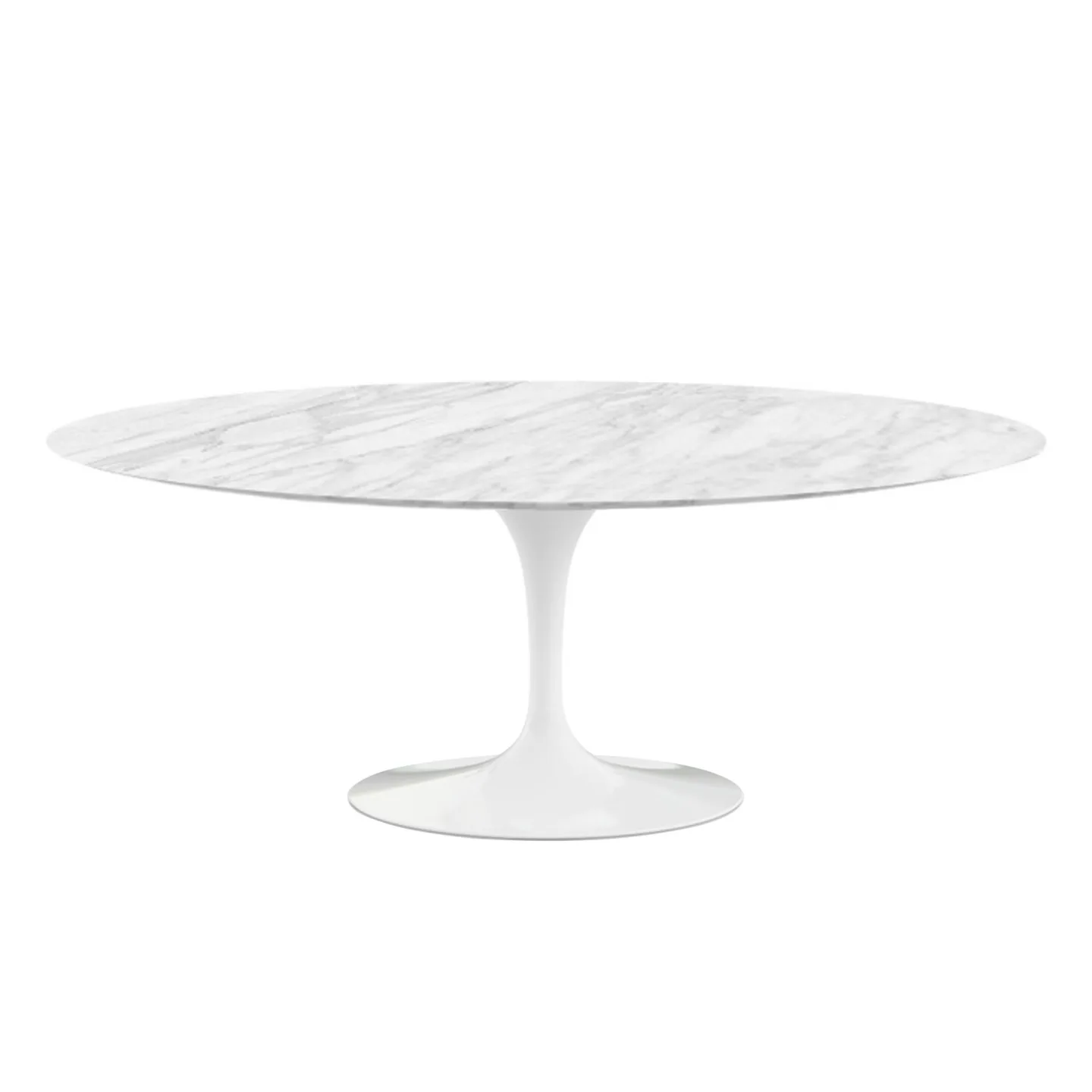 Knoll - Saarinen Oval Table - Matbord, 198 x 121 cm, Vitt underrede, skiva i glansig Statuarietto marmor - Matbord - Eero Saarinen - Vit - Metall/Sten