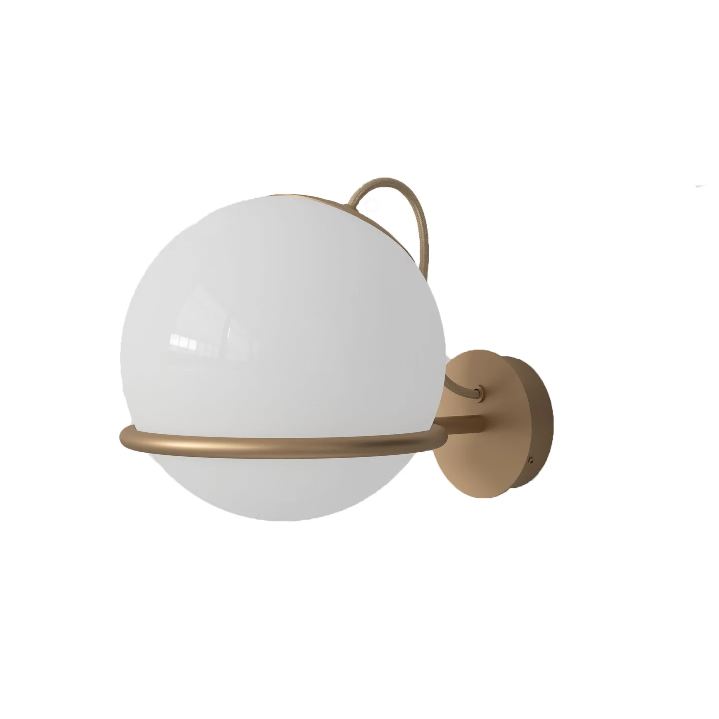 Astep - Model 238/1, 1 Opaline Sphere (20cm Diameter), Champagne Mount - Vägglampor - Gino Sarfatti - Guld,Vit - Glas/Metall