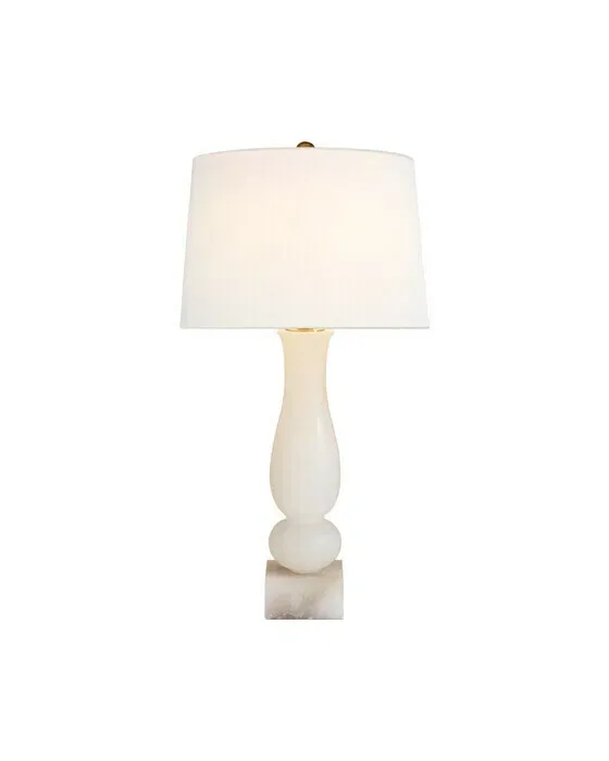 Contemporary Balustrade Table Lamp Alabaster/Linen