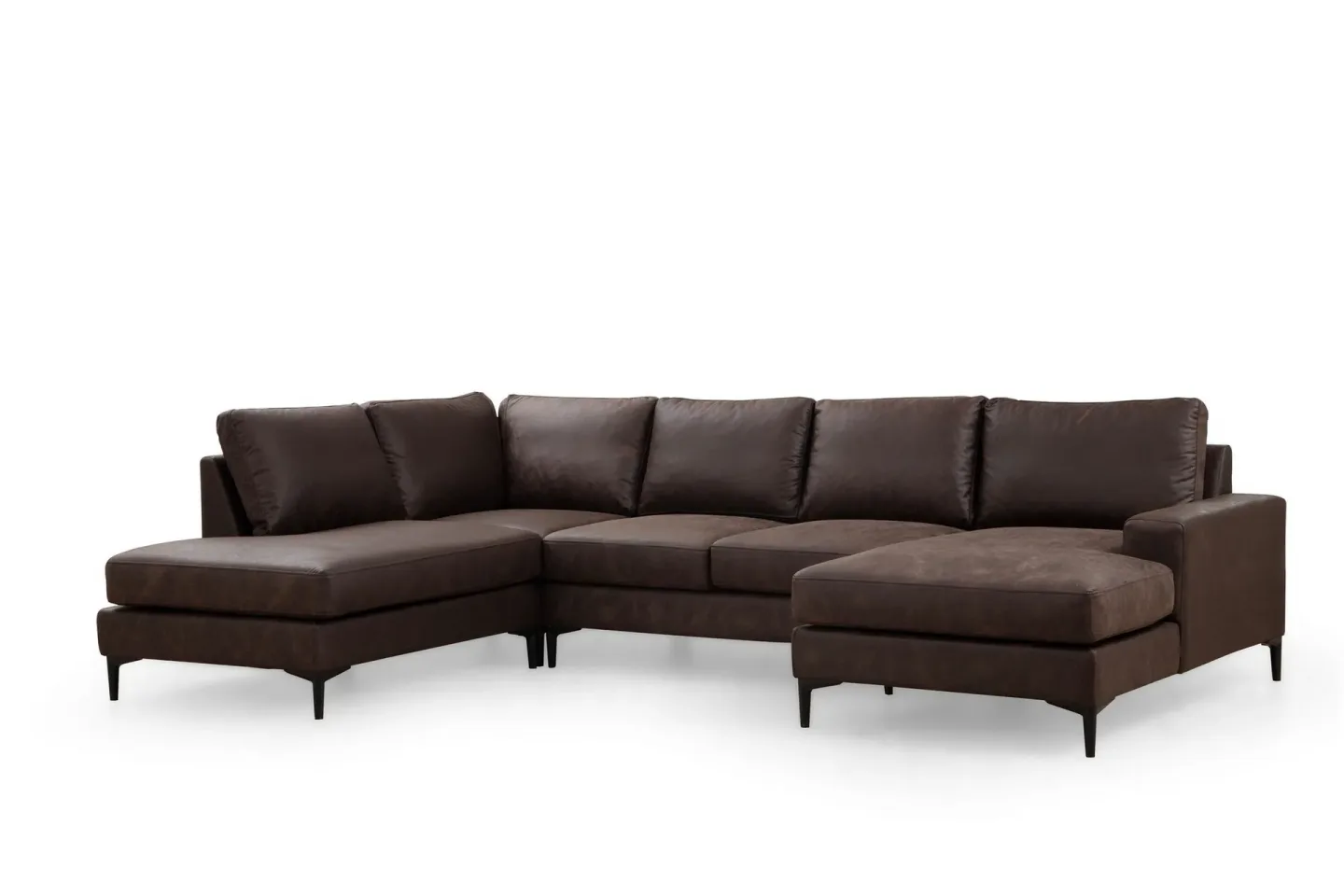 Svanabyn Soffa m. Divan och Schäslong 4-sits - Mörkbrun