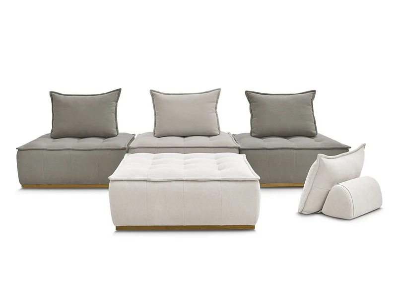 3er Sofa mit Hocker BOBOCHIC ELISA Stoff mit Textur mehrfarbig