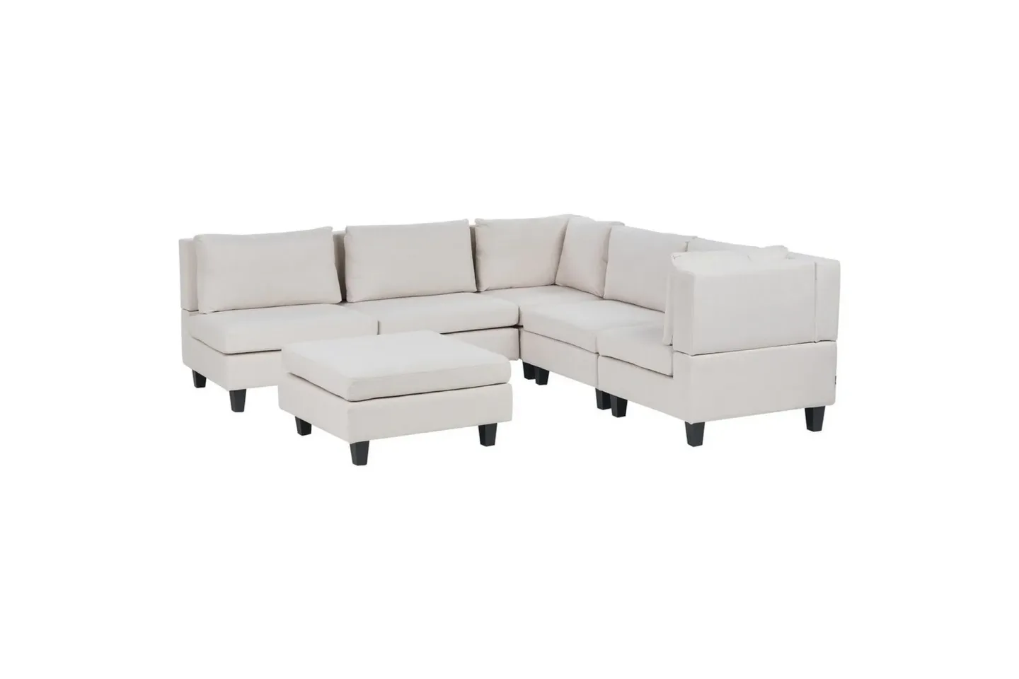 Modulsoffa med fotpall Unstad Beige/svart, Vänstervänd - Beige/svart, Vänstervänd