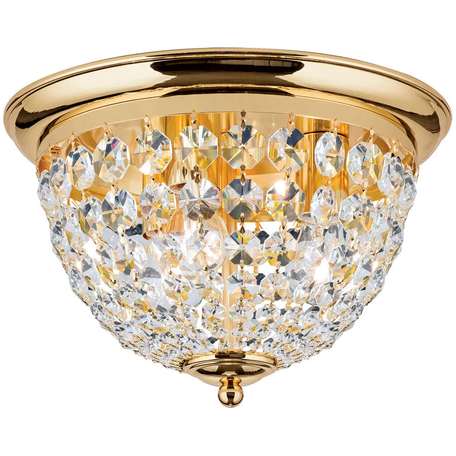 Briamond Deckenlampe Plafond Gold/Transparent Kristall/Messing 35 cm 24 cm - Material: Messing/Kristall