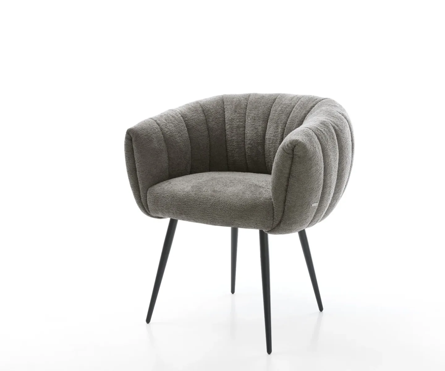Esszimmerstuhl Jada-Flex Bouclé Soft Schlamm 4-Fuß konisch Schwarz Taschenfederkern