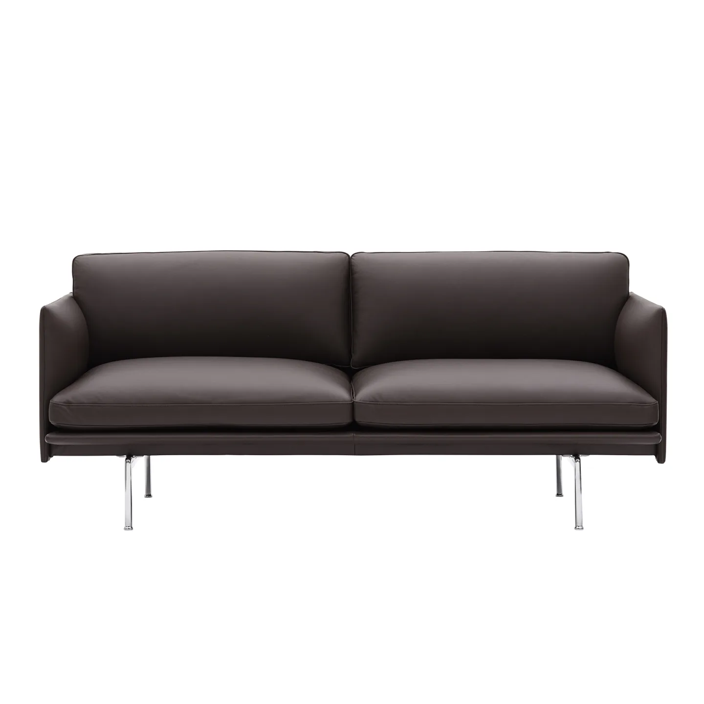 Muuto - Outline 2-Seater / Polished Aluminium Base Easy Leather Root - Soffor - Anderssen & Voll - Brun