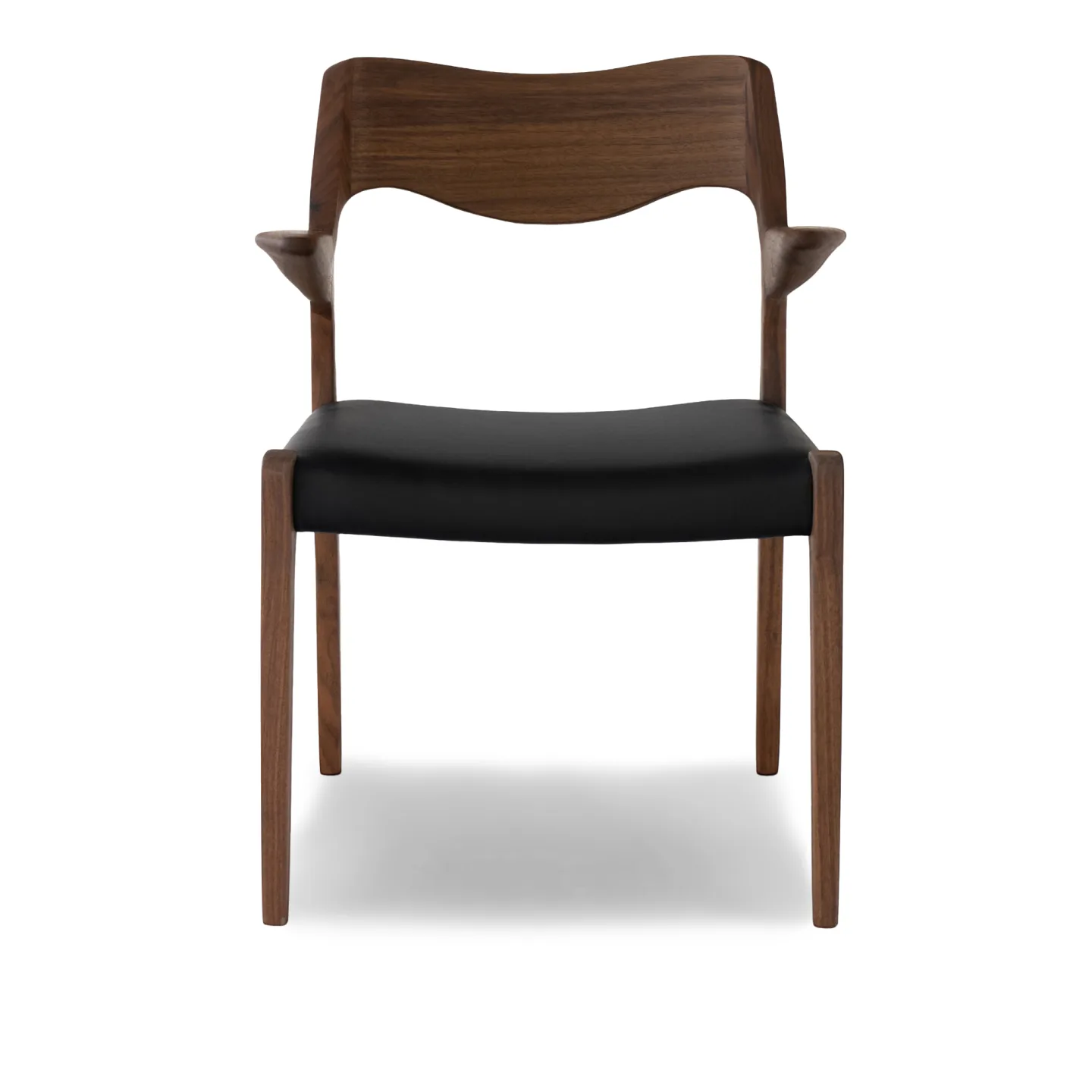 J.L. Møller - Model 55 armchair Walnut, Oil, Leather – Roma 907 - Matstolar - Niels Otto Møller - Svart - Läder/Trä