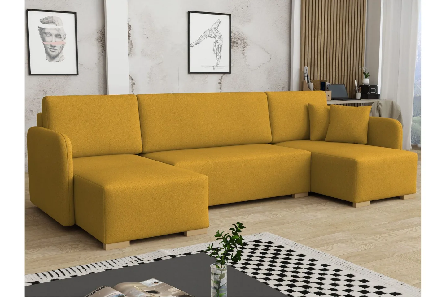 Amelus Bäddsoffa Dubbeldivan 4-sits - Gul