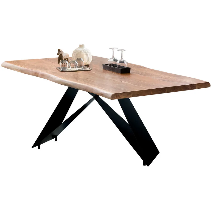 Esstisch Ruoka natur/schwarz Akazie B 180 T 100 cm