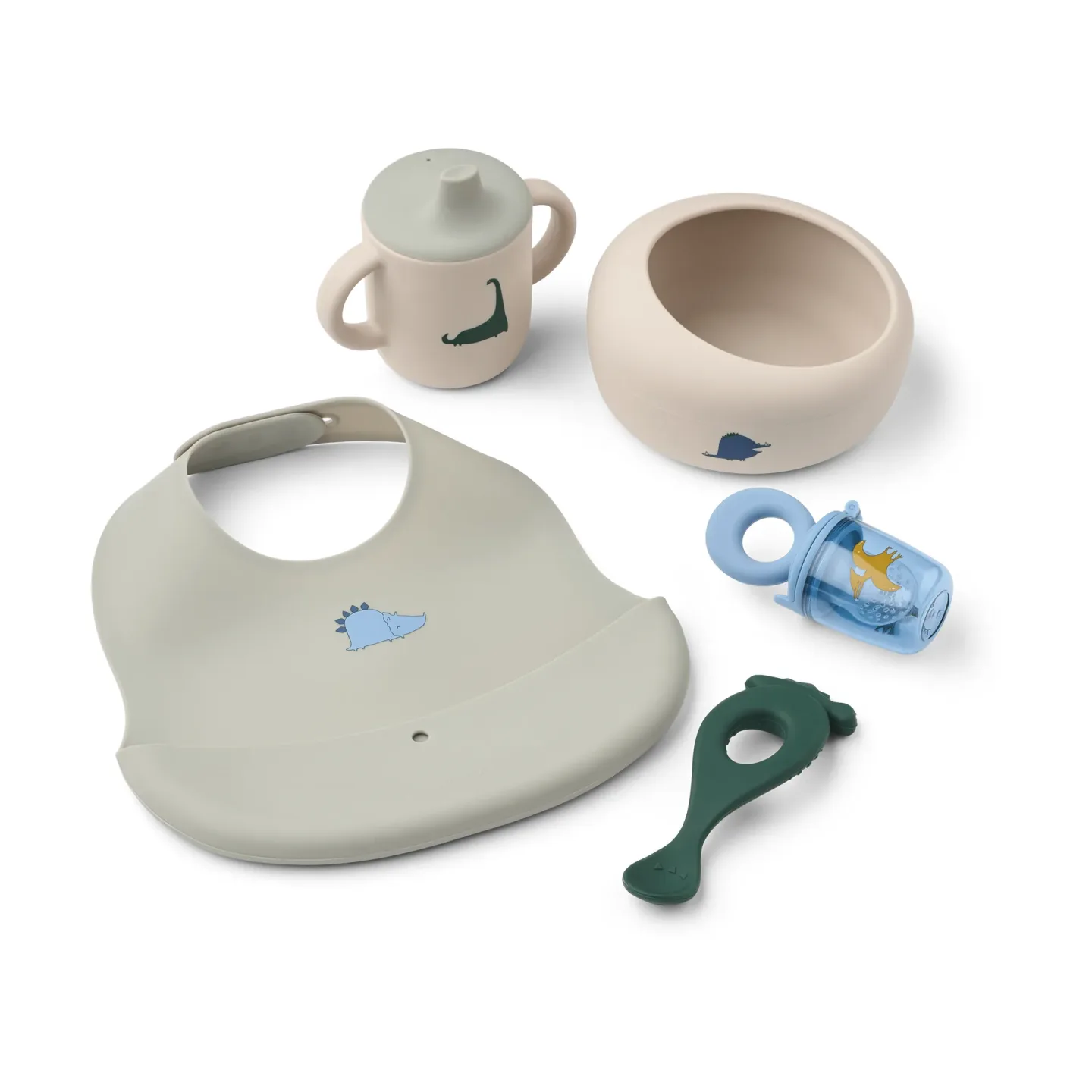 Liewood Mileah baby mealtime Set Dino Roar/Dove blue