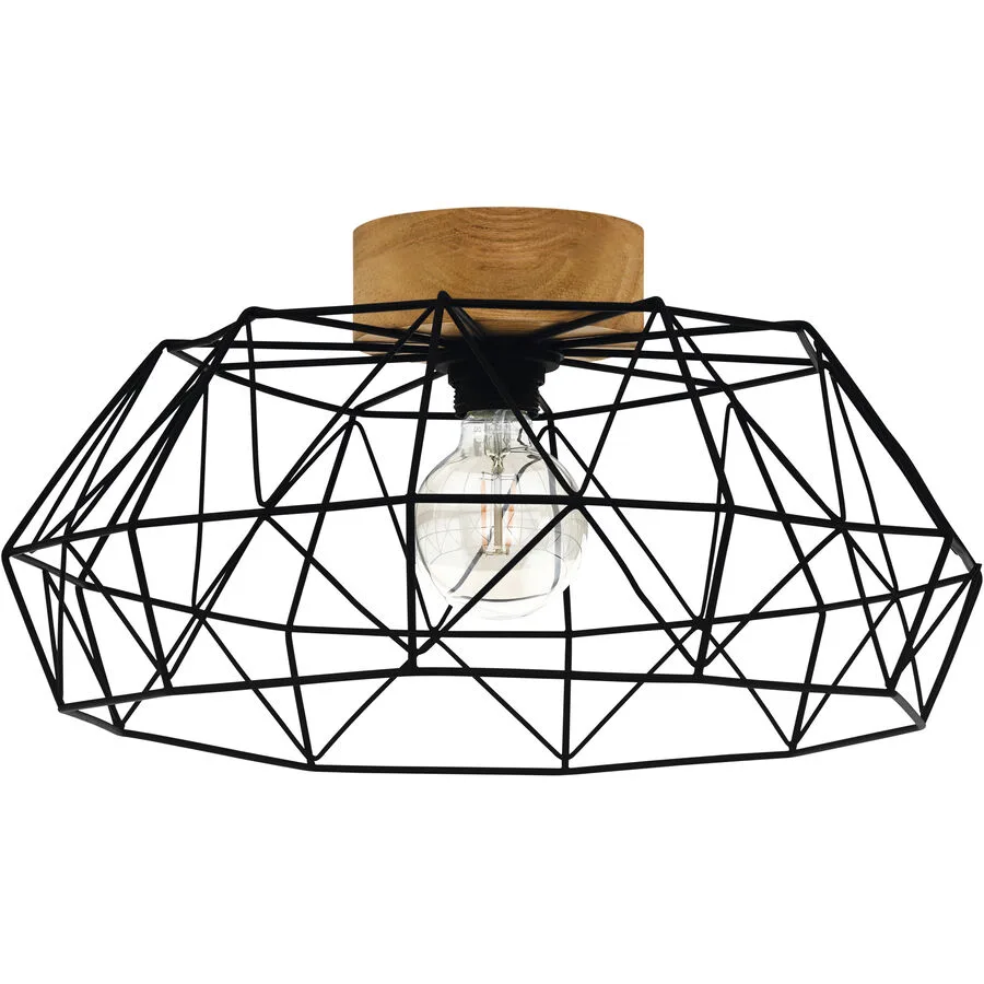 Eglo Deckenlampe Padstow Schwarz Stahl/Holz 20.5 cm - Farbe: natur/schwarz - Material: Holz/Stahl