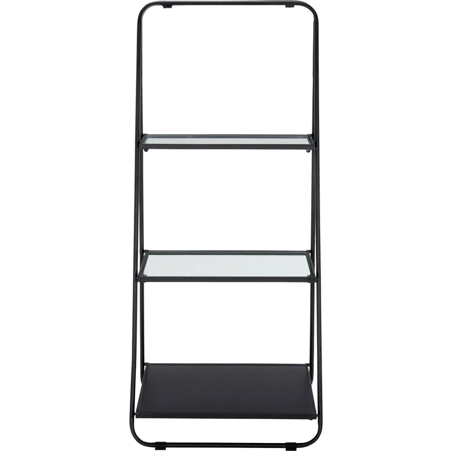 Regal Stone schwarz, transparent Stahl, Glas B 50 cm H 120.5 cm