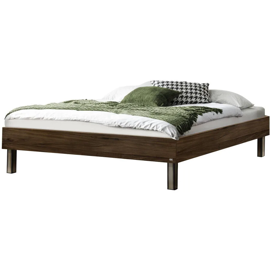 Hasena Bett Sassari Braun Holz 160 x 200 cm - Farbe: Nussbaum