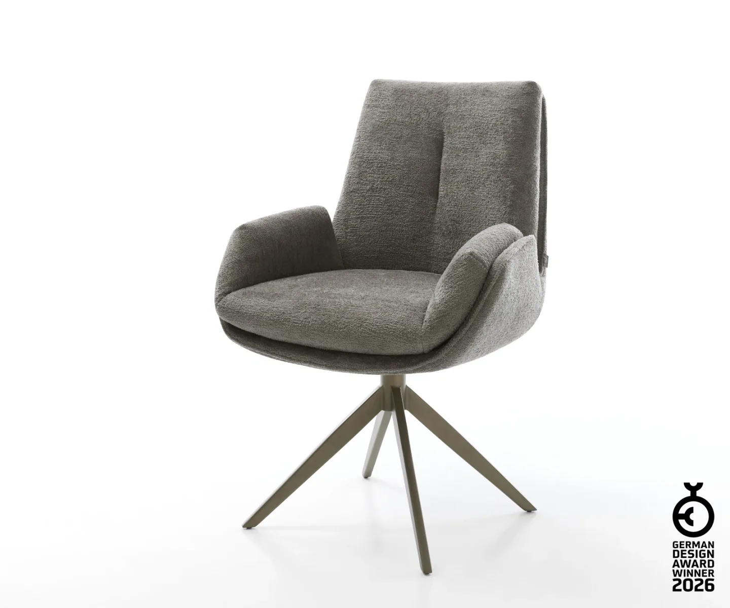 Drehstuhl Clea-Flex Bouclé Soft Schlamm Kreuzgestell breit Effektfinish Titan 360° drehbar Wippfunktion