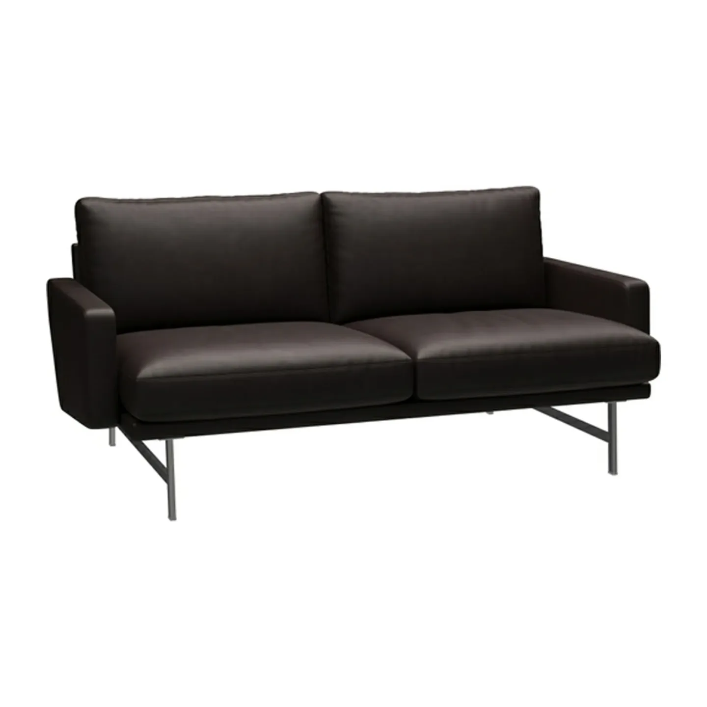 Fritz Hansen Lissoni soffa 2-sits PL112S Grace-dark brown-mattborstad krom