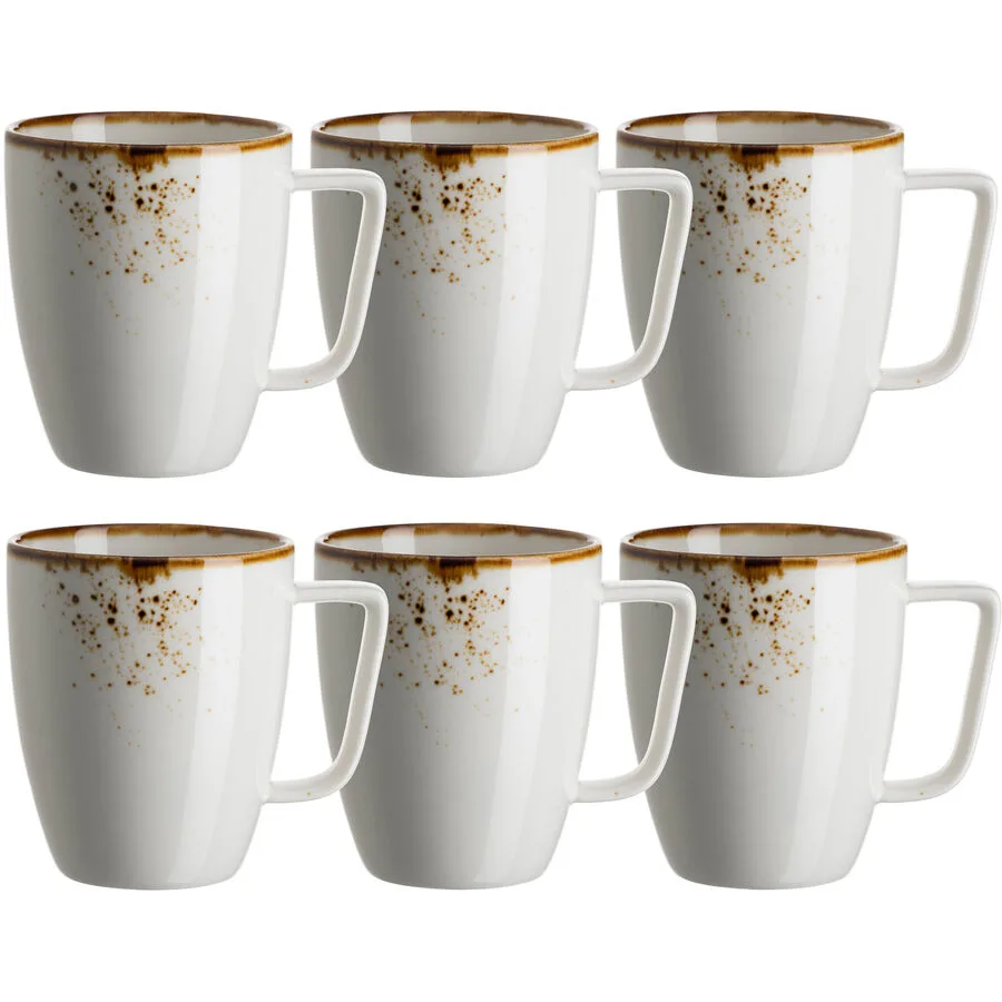 MÄSER Kaffeebecher-Set 6-tlg. Pintar weiss/braun Porzellan H 10 cm 0.370 l 6 Stk