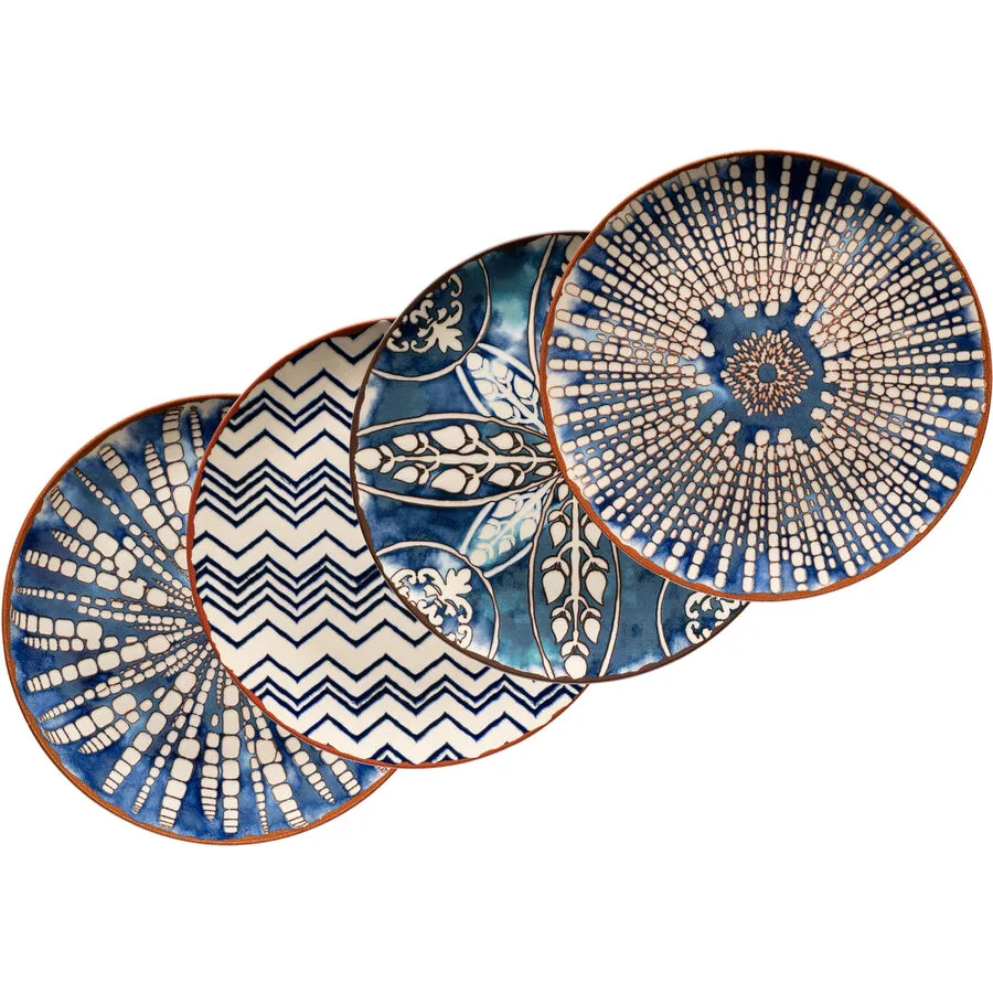 MÄSER Platzteller-Set Iberico Blue Blau/Weiss Steinzeug