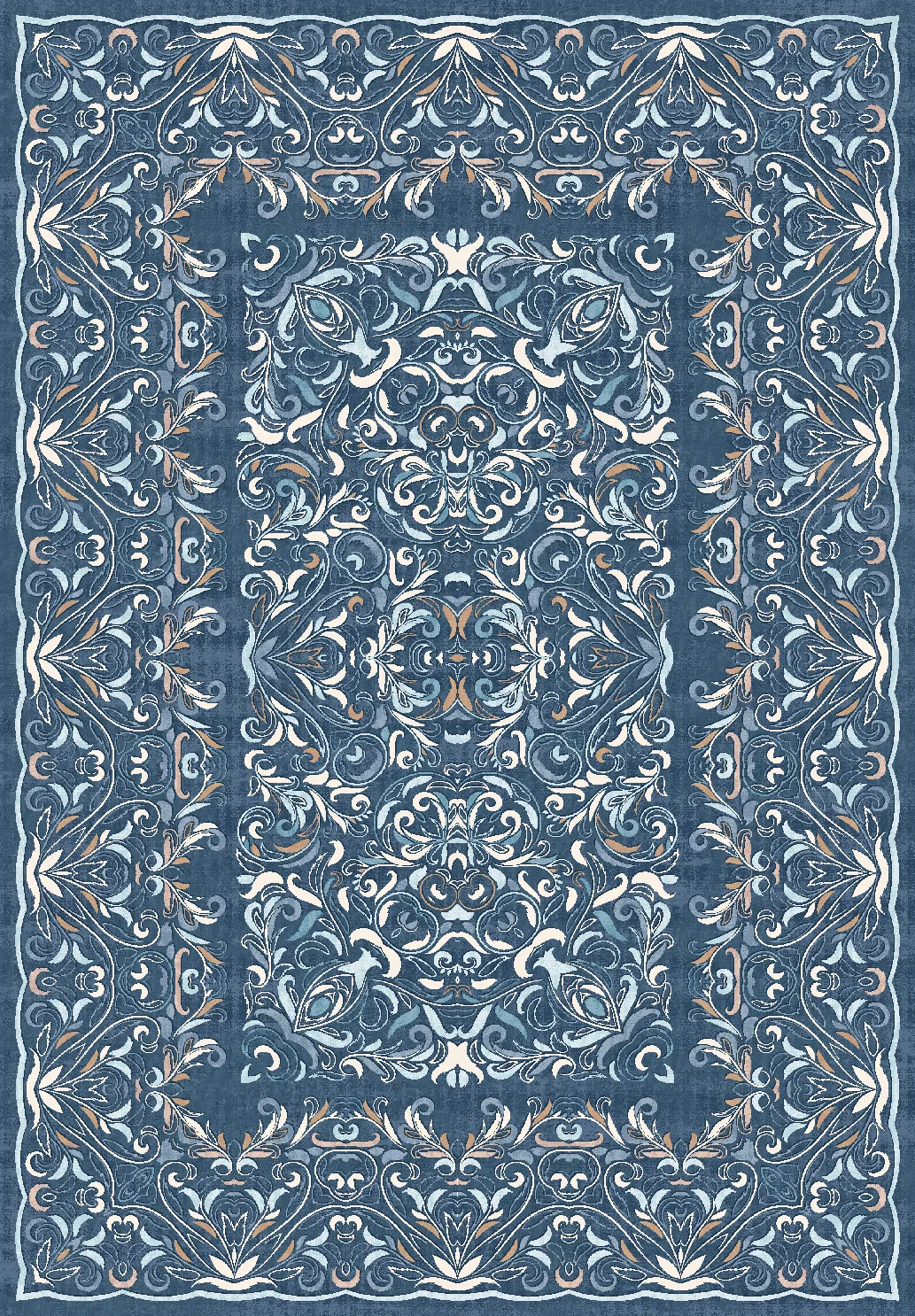 Wilton-teppe - Cordelia (blå) (Størrelse: 200 x 280 cm)