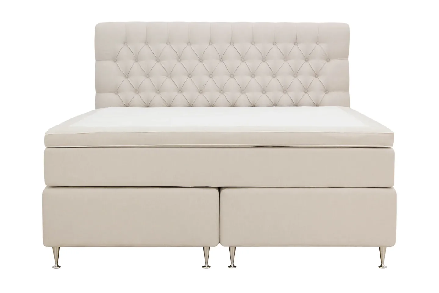 HVILA Lyx Komplett Sängpaket 160x200 cm Kontinentalsäng med knappad sänggavel - Ljusbeige