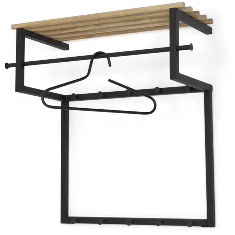 Spinder Design Garderobe Hesta schwarz/nature Stahl/Eiche H 76 cm