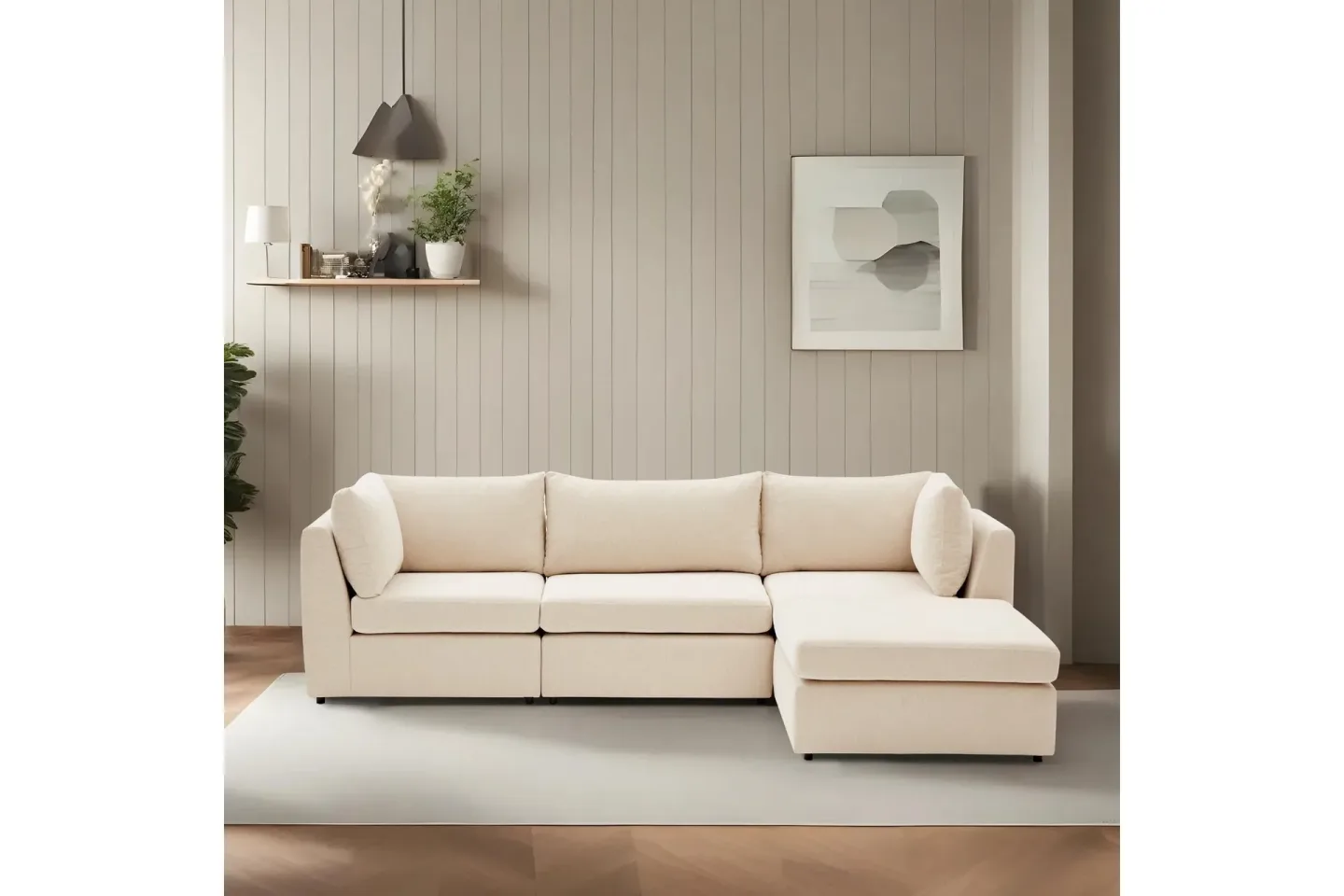 Deliones Hörnsoffa 3-sits - Beige