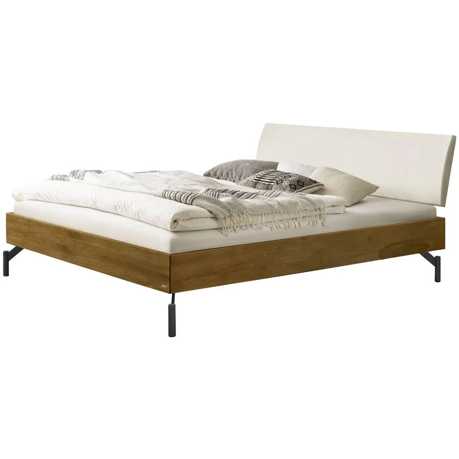 Hasena Bett Sassari Anthracit / Weiss / Braun Eiche massiv Massivholz 140 x 200 cm