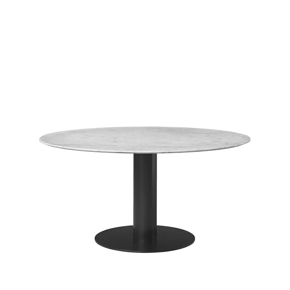 GUBI Gubi 2.0 matbord marble white, ø150, svart stativ