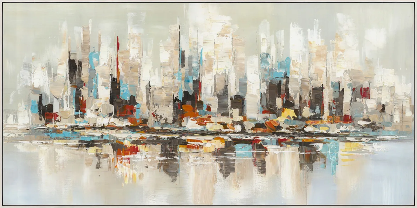 image LAND Gemälde Orange & Teal Skyline | Schubiger Möbel