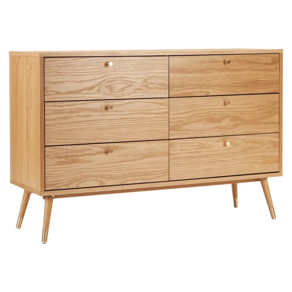 Kommode - Prime - 6 lådor (eik) (Størrelse: Standard)