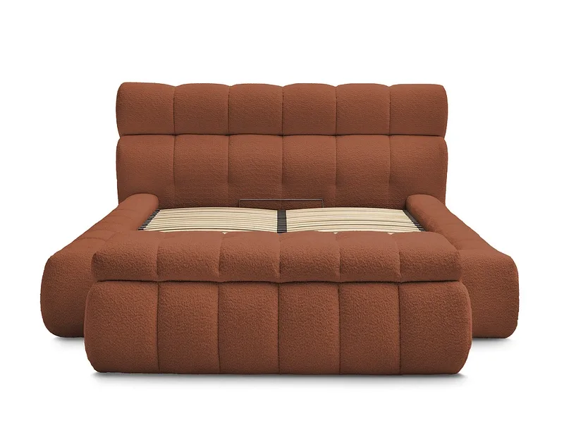 Kastenbett mit Bettkasten BOBOCHIC MONT-BLANC 180x200cm boucle-stoff orange