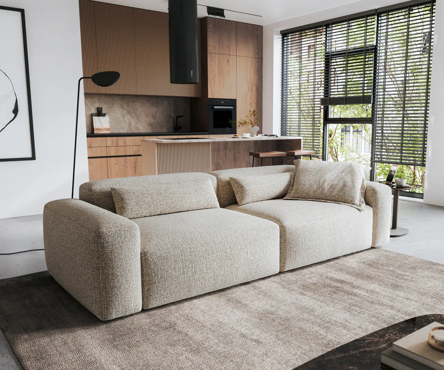 Big-Sofa Freestyle Pure 280x110 cm Webstoff Soft Beige