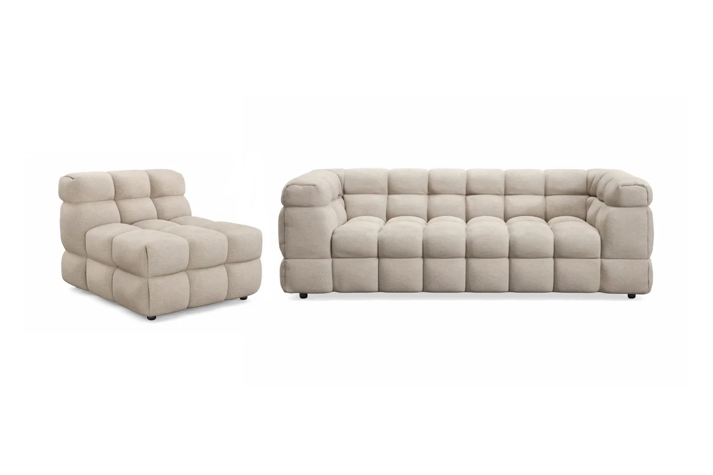 Elise Bubblig Soffgrupp 3-sits Soffa + Fåtölj - Beige