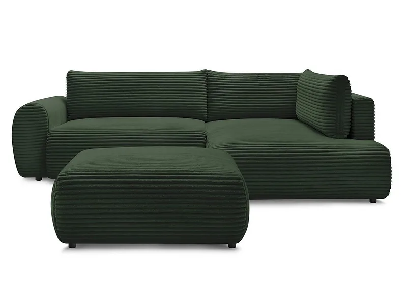 Ecksofa mit Hocker BOBOCHIC LUCIEN Cord-Stoff grün