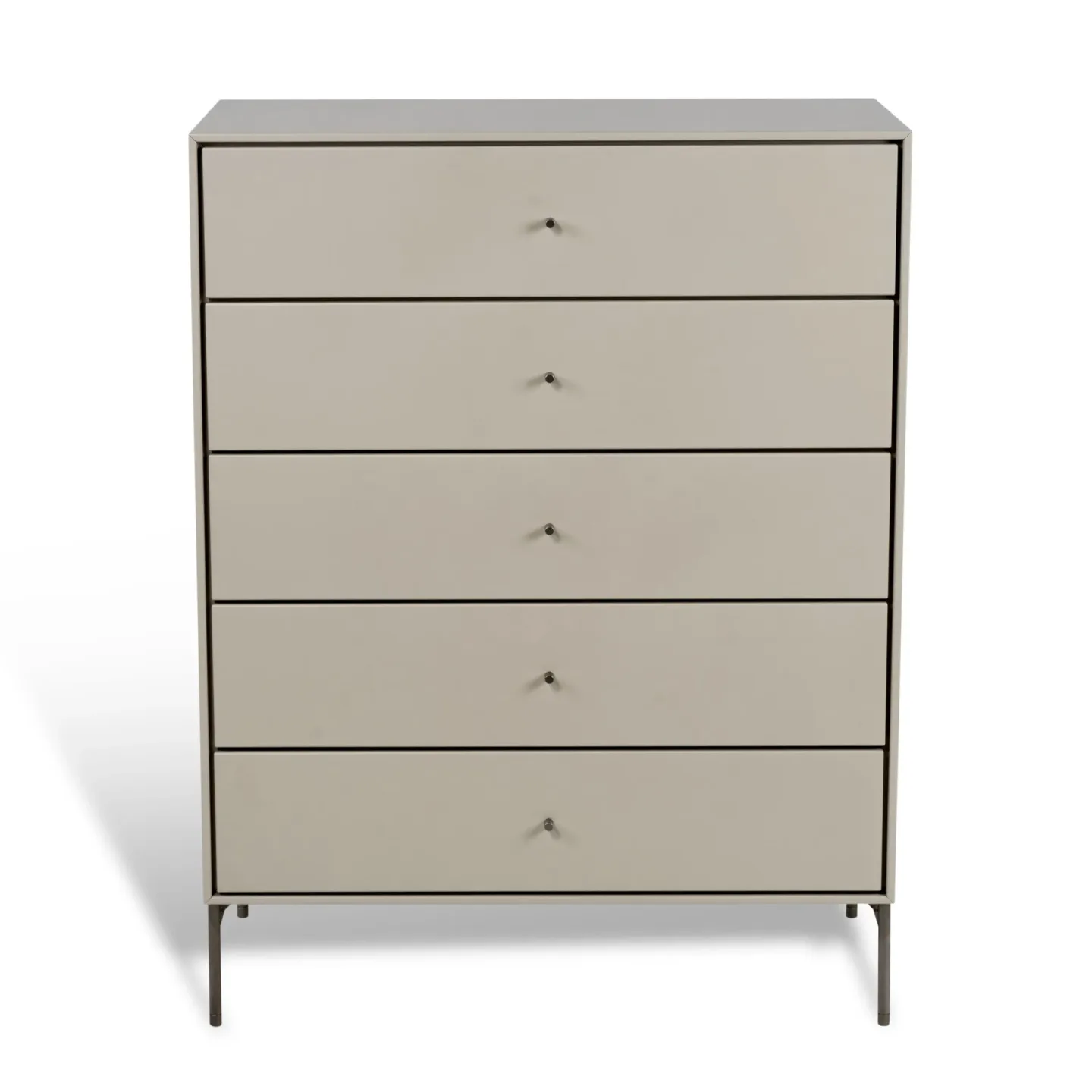 Mavis Volt Kommode 5 Schubladen beige Details aus rostfreiem Stahl