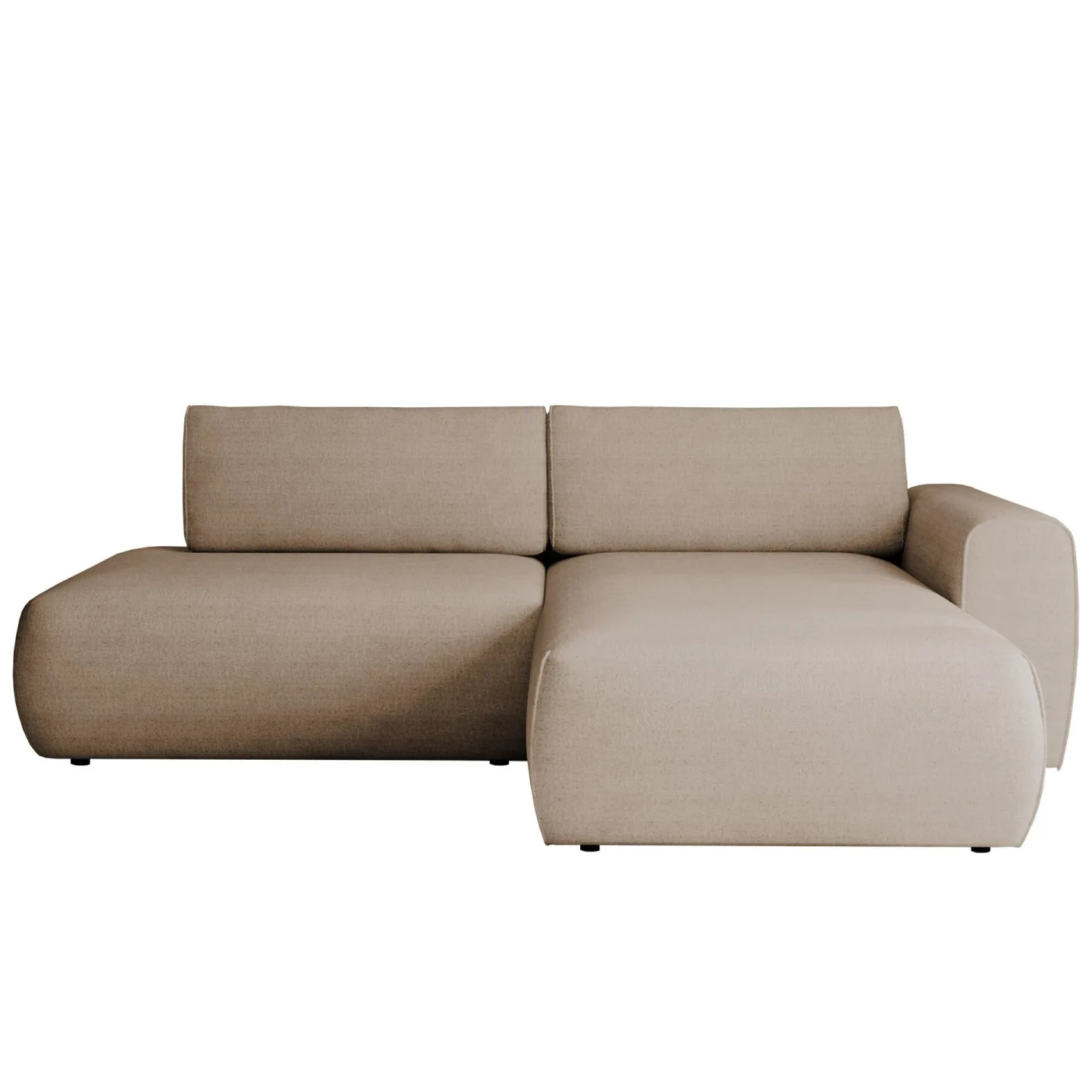Milias 3-sits Bäddsoffa med Divan Höger och Förvaring - Mörkbeige
