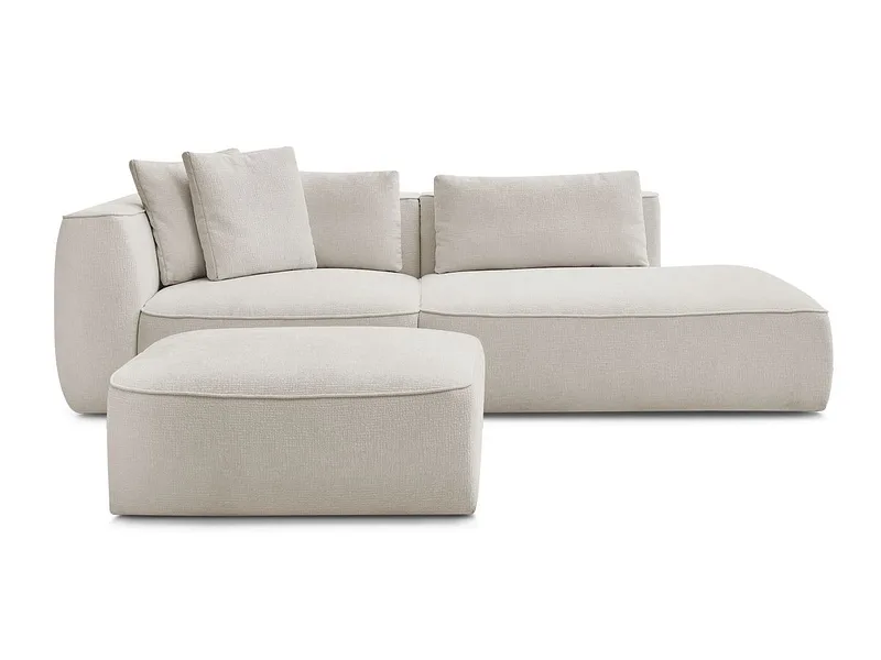 3er Sofa mit Hocker BOBOCHIC LEOPOLD Stoff mit Textur beige