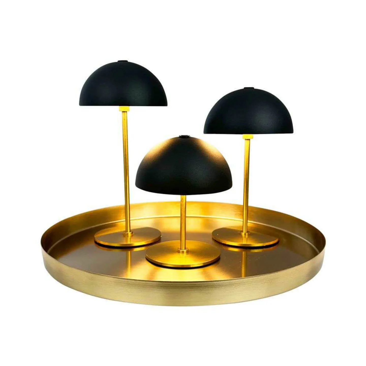 Along LED-bordlampe med batteri, sort/messing - Dyberg Larsen - Stue - Skandinavisk - Metal - Med én lyskilde
