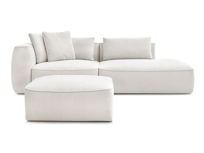 3er Sofa mit Hocker BOBOCHIC LEOPOLD Stoff chiniert weiss